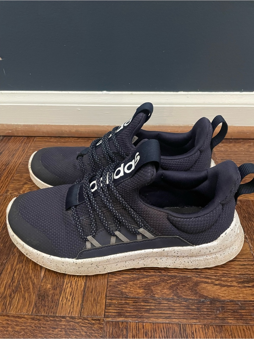adidas Navy Knit Slip-On Sneakers with Speckled White Sole